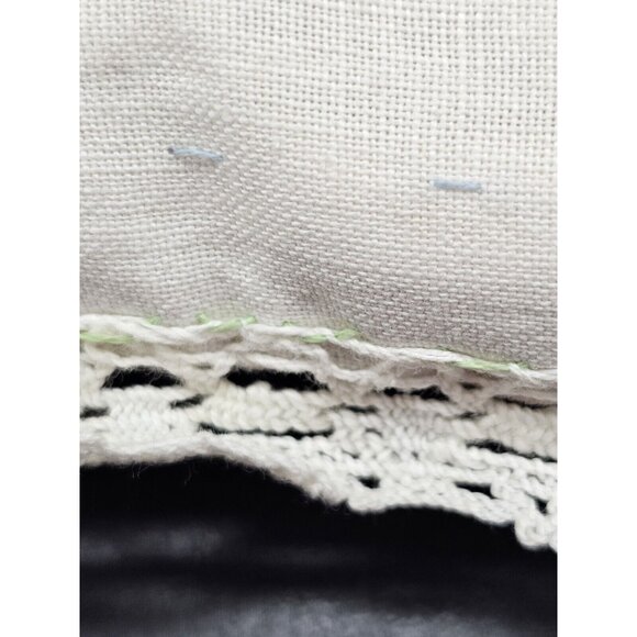 Vintage Hand Embroidered Scottish Terrier Scottie Dog Toss Pillow 12x8" Lace - Picture 5 of 11